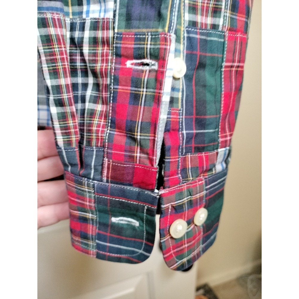Vintage Polo Ralph Lauren Patchwork Plaid Button Down Shirt Men's Medium - Picture 11 of 14
